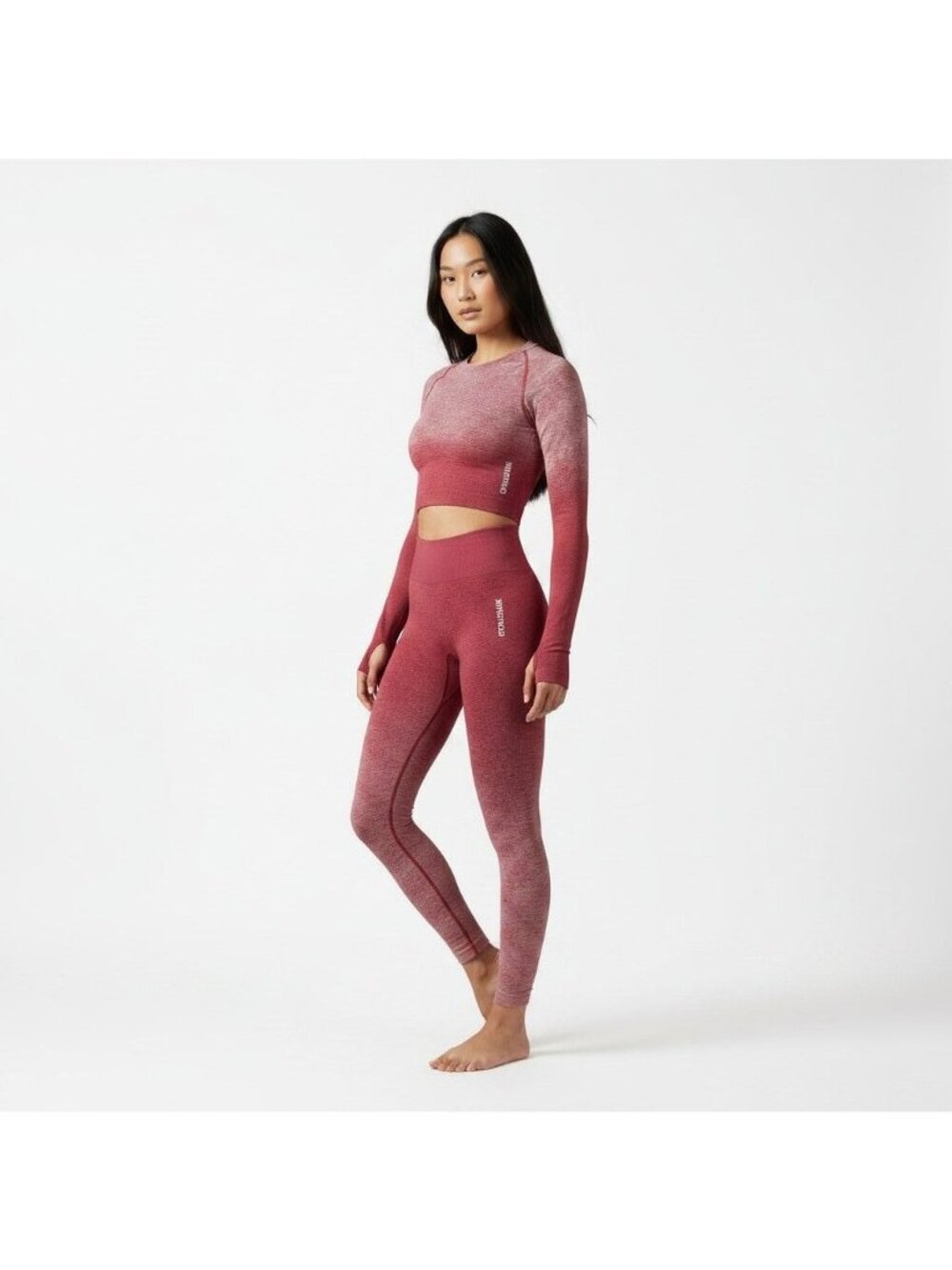 Womens Gymshark Set Adapt Ombre Size XS Leggings & Long Sleeve Crop Top